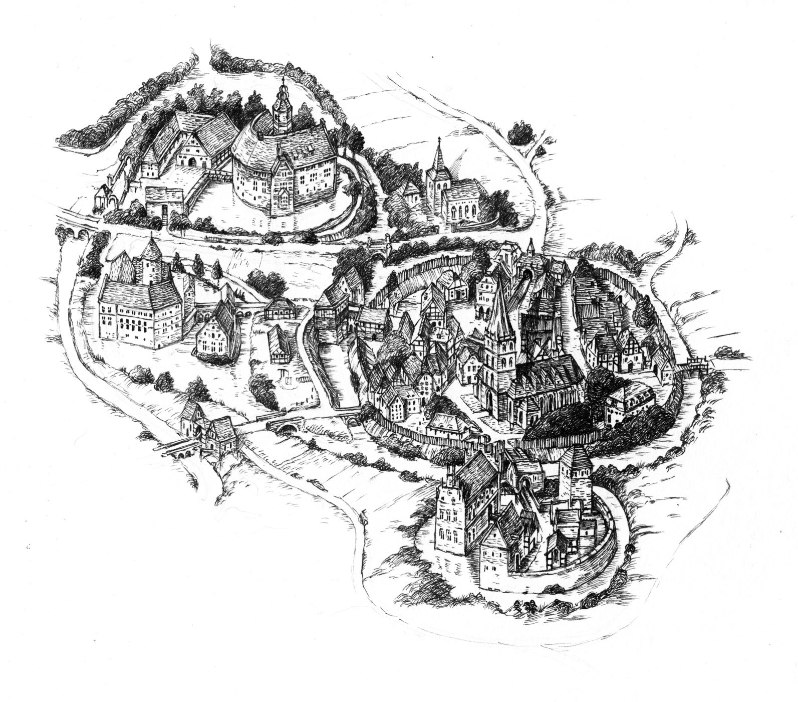 Burg Vischering Illustration Karte